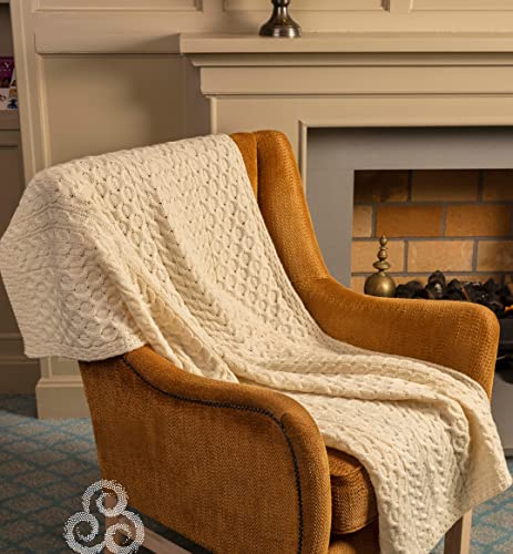 Irish Aran Decke, Kammwolle, hergestellt in Irland (natürlich)
