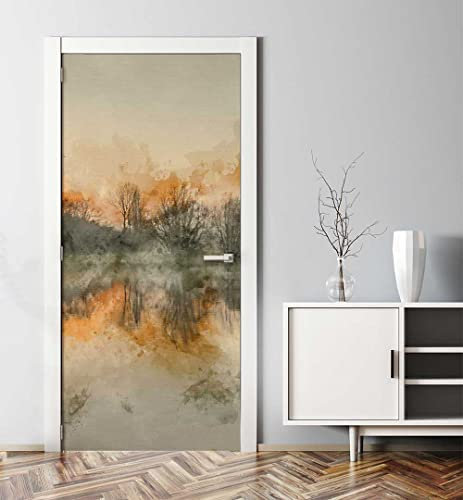 MyMaxxi - Tür bekleben mit Türtapete Türposter Türfolie Selbstklebend 90x200 Abendsonne - Tür verschönern Türaufkleber - Türposter Türklebefolie Steine Landschaft Ausblick Mehrfarbig