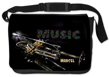 Notentasche Trompete personalisiert mit Namen - Umhängetasche für Musiker mit Namen - Schultasche mit Instrument