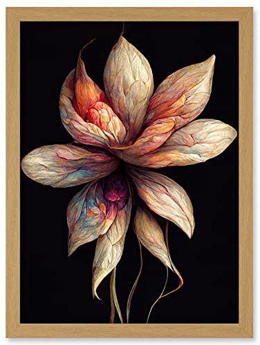 Doppelganger33 LTD Abstract Flower Display On Dark Background Artwork Framed Wall Art Print A4