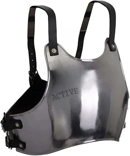 ACTIVE INDUSTRIES Mittelalter Arm Stahl Ritter bereit Damen Kürass Damen Brustpanzer LARP Ritter Kostüm Wikinger Silber mit Ledergürtel Kostüm Silber XL-LAURGE