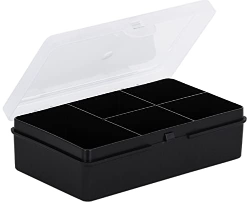 Wham 5 Division 1.01 14.5cm Plastic Organiser Storage Box Black Clear Lid