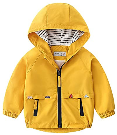 Volunboy Bébé Garçon Veste à Capuche, Enfant Poche Zippée Automne Blousons Manteau(4-5 ans,Jaune,Taille 120)