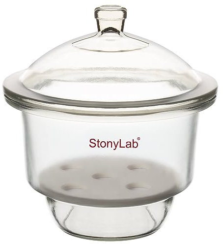 stonylab Essiccatore in Vetro, Essiccatore da Laboratorio con Coperchio Della Manopola e Piastra in Porcellana per Ricerca di Laboratorio, ID:180 mm