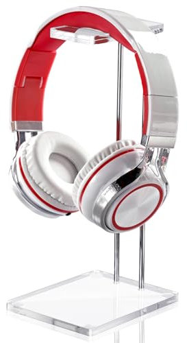 Xuhal Acrylic Headphone Stand Headset Holder for Desk, Clear Acrylic Gaming Headset Stand Universal Headphone Holder for Desktop Display Office Accessories, with Metal Hardware(Rectangle)