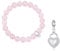 Philip Jones Rose Quartz Gemstone Bracelet with Heart Lock Charm Created with Zircondia® Crystals