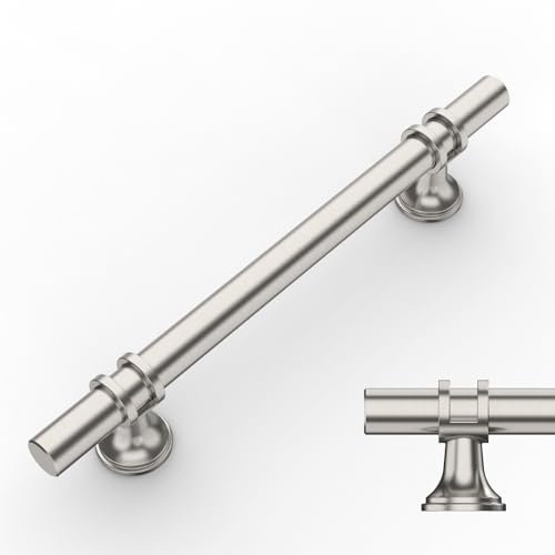 Amerdeco 10 Stück Möbelgriffe Gebürsteter Nickel, 128mm Lochabstand, Schrankgriffe, Küchengriffe, Schubladengriffe für Küchenschränke und Kleiderschränke UK0002