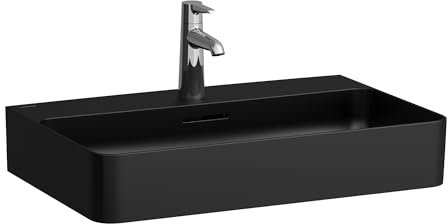 LAUFEN VAL Waschtisch, unterbaufähig, ohne Hahnloch, ohne Überlauf, 650x420mm, H8102847161121, Farbe: Schwarz Matt