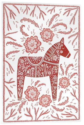 Posterlounge Cheval de Dala suédois Tableau en verre acrylique de Nic Squirrell 20 x 30 cm Rouge Animaux Décoration murale