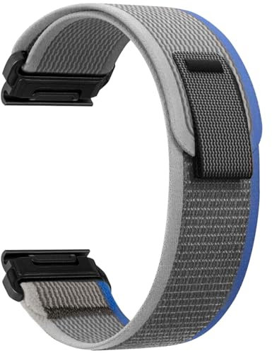 ZoRoll 26mm QuickFit Armband für Garmin Tactix 8 51mm/Fenix 8 51mm/7X/6X GPS/6X PRO/5X/5X Plus/5X GPS, Elastisch Nylon Ersatzarmband für Garmin Enduro 3/Epix Pro/tactix 7 Pro - Blau&Grau