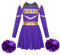 JanJean Kinder Cheer Leader Kostüm Mädchen Langarm Cheerleading Uniform Schulterfrei Kleid mit Pompoms/Harrband Schulmädchen Tanzkleid Halloween Cheerleading Outfits W Violett 134-140