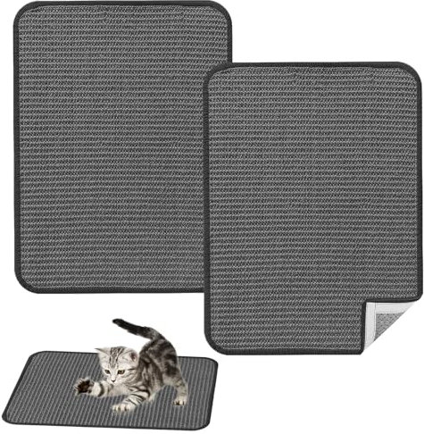 Vueinrg 2 Piezas Alfombra Rascador para Gatos de Sisal 50 x 25 cm Tablas para Rascar Antideslizante y Resistente al Desgaste Rascadores de Gatos para Proteger Muebles, Sofás y Paredes (Gris)