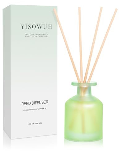 YISOWUH Raumduft-Duftstäbchen-Diffuser – Jasminlilie 3,38 oz (100 ml) 1er-Pack Rattanstäbchen-Diffusor-Set mit ätherischen Ölen und 8 Stäbchen, lang anhaltender Duft für Zuhause, Zimmer, Dekor