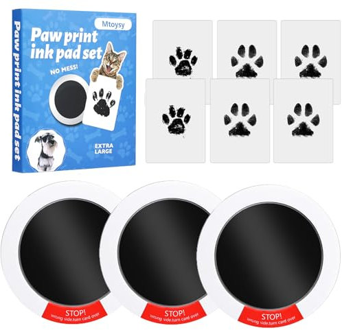 Mtoysy Pfotenabdruck Set Hund und Katze, Hundepfoten Abdruck Machen, Baby Handabdruck und Fußabdruck Set, Clean Touch Stempelkissen, Andenken Familie Geschenk, Baby Abdruckset (3 PCS)