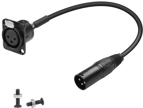 QIANRENON Câble adaptateur XLR - Montage fixe - Câble court - 3 broches XLR femelle vers mâle - Pour éclairage de scène, table de mixage - 35 cm