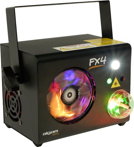 ALGAM LIGHTING - FX-4 - Projecteur 4-en-1 - Effets Roue de Gobos LED, Magic Ball, Stroboscope, Laser Class 3B