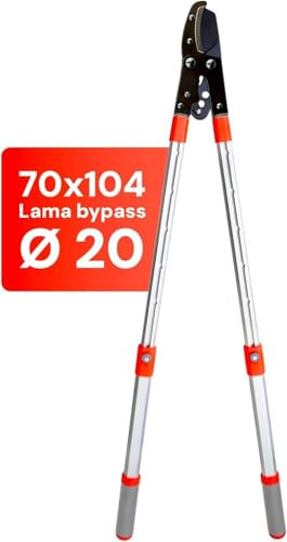 Avilia Tronchese Tagliarami Telescopico con Cricchetto 20cm - Forbice da Giardinaggio Manico Estensibile 70-104cm, Perfetto per Potatura Rami Alti, con Taglio a Cricchetto, 43x2x10cm
