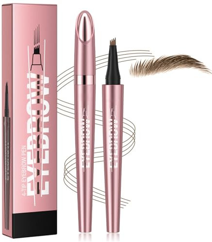 Augenbrauenstift mit 4 Spitze Micro Kopf, Flüssiger Augenbrauen Microblading Stift, Augenbrauenstift Micro Eyebrow Pencil Langanhaltend Wasserdicht Natürliche (#01 Hellbraun)