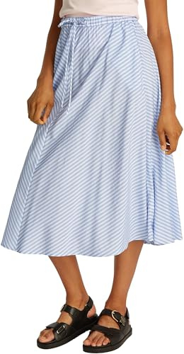 Tommy Hilfiger Falda Mujer Crinkle Viscose Mix Midi, Multicolor (Multiple STP/Ivory Silk), 32W
