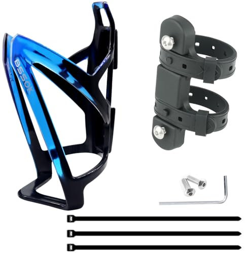 BSSOK Flaschenhalter Fahrrad, Schwarz-Blau, Kunststoff, Trinkflaschenhalter, Wasserflaschenhalter, Leichte Langlebige PC Getränkehalter für Fahrrad, MTB, Rennrad, Mountainbikes