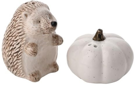 Widdop and Co. - Country Living - White Glazed Ceramic Hedgehog Salt & Pepper Set. Home Decor GiftingKitchen & Dinner Parties + Animal & Nature Lovers - H: 8 x W: 6 x D: 6 cms.