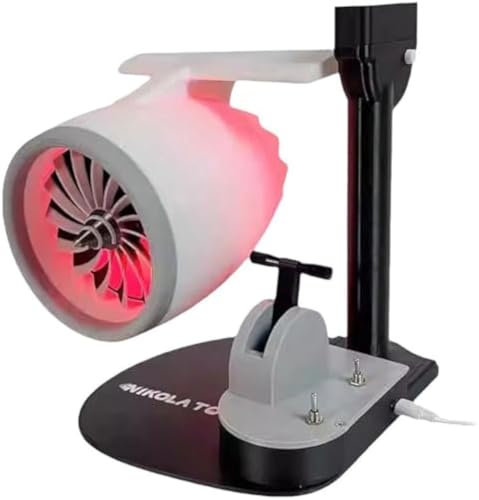 Creative Desktop Jetfan,Adjustable Speed Push Rod Equipped With Humidifying Spray And Red Light Tail Flame,Creative Turbo Desktop Fan, Turbofan Engine Fan,Creative Fan Desktop Decoration Gift (Red)