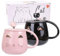 pobuu Lot de 2 Tasses de Chat en Céramique avec couvercle et cuillère,Nouveauté Morning Cup Tasses à café Pour Saint Valentin, les amoureux des chats Femmes,Cadeau de Noël ou d'anniversaire, 400ml