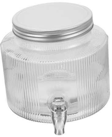 Amosfun Glass Bottle Wine Barrel Glass Drink Dispenser Tap for Lemonade Fruit Tea Beverage Storage Jar Outdoor Party