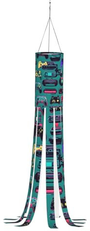 Manica a vento festiva con motivo controller di gioco, decorazioni fantasma di Halloween per esterni, tema autunnale, 101 cm