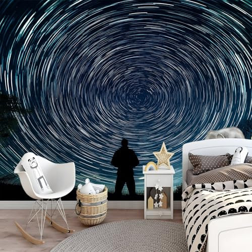 3D Sternenhimmel schwarzes Loch Fototapete 3D Effekt 350 x 256cm Fototapeten Wandbild Motivtapeten Vlies-Tapeten Moderne Wandtapete Wand Wohnzimmer Spielzimmer Dekoration