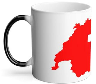 Tazza termica reattiva, tazza magica, motivo: mappa svizzera, calcio, squadra nazionale, 325 ml