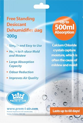 Prem-I-Air Desiccant Dehumidifier To Help Reduce Damp & Condensation in Wardrobes, Cupboards Home, Kitchen, Garage, Bedroom, Caravan, Office, Basement