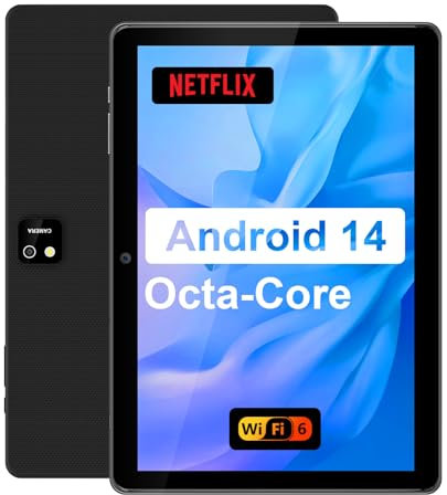 Tablet 10 Zoll Android 15: 2025 Neueste 7000mAh Octa-Core 8GB RAM+64GB 1TB TF Tablet PC mit WiFi 6 2.4G/5G Bluetooth 5.0 1280 * 800 FHD GMS Dual Kamera mit Hülle und Schutzfolie