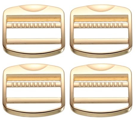 SUIKIHUM 4 Pack Metal Ladder Lock Buckle, 1 1/2 Tri-Glide Slider Buckle Adjustable, Strap Buckle Zinc Alloy for Backpack, Light Gold