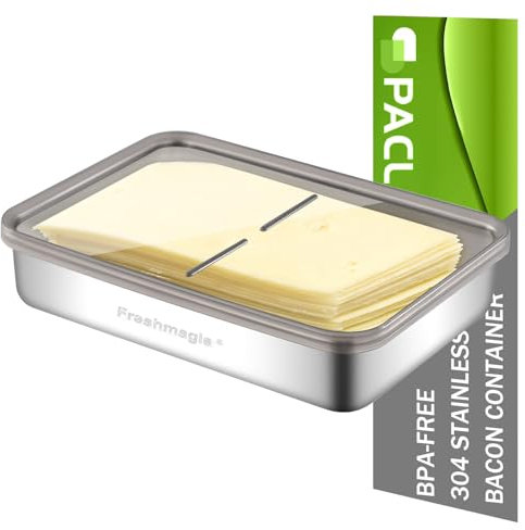 Récipient Boite à Fromage Frigo, 1PCS Inoxydable 304, Boite a Fromage Pour Frigo Anti Odeur, Boite a Jambon Pour Refrigerateur, Boite Fromage Frigo, Boite Jambon Conservation Frigo (1.3 l)