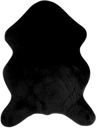 ACESOME Teppich Kunstfell, Faux Lammfell Schaffell Weicher Flauschiger Teppich Kuschelig Wohnzimmer Deko, Nachahmung Wolle Bettvorleger Sofa (Schwarz, 60 * 90 cm)