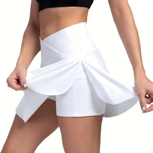 Augesak Jupe de Tennis pour Femme,Short Jupe e Taille V Croisée,Jupe Short Femme de Tennis Femme avec Poches,pour Golf,Course à Pied,Randonné