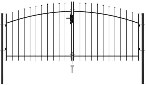 Générique Portillon Double Porte avec Dessus à Pointe Acier 3x1,25 m Noir,Portillons,21.92KG-146027