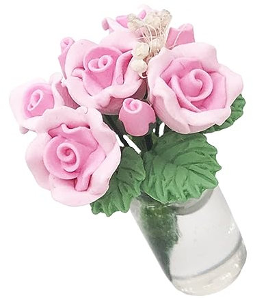 Abaodam Topfmodell Showcase albern waschbecken Dekoration Frauen Jumbo Gel Home Decor wohnungsdeko Mini gartenhaus Miniature Rose kunstpflanze DIY-Verzierung Mini-Rosendekoration Harz Rosa