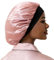 Hat Hut Bonnet Satin Soie Cheveux Nuit pour Femme Homme - Bonnet pour Cheveux Bouclés Naturels - Large Bande réglable - Double Couche (FR/ES, Alpha/Lettres, Taille Unique, Rose)