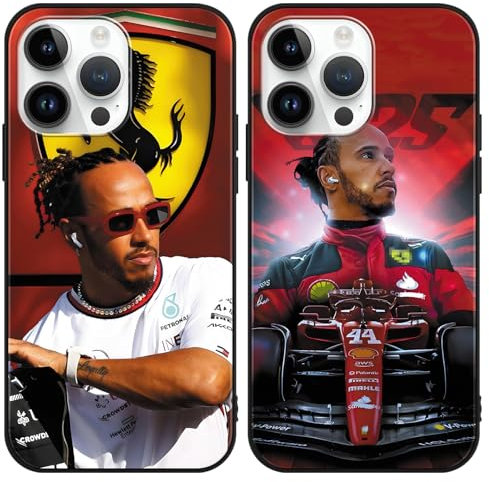 TBNMBGY 2 Stück Handyhülle für iPhone 14 iPhone 13 Hülle 6.1, TPU Weich Ultra Dünn Silikon Schwarz Schutzhülle mit Rennfahrer F1 Formel1 Muster Ästhetik Design Bumper Case, Sport