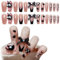 PEXIVOZ 24 Pièces Faux Ongles,Faux Ongles avec Colle Souple,Légers,Confortables et Réutilisables,Ensemble d'ongles en Gel Kawaii,Cadeau pour Filles,avec Colle (Noir 2)