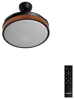 CREATE / WIND CLEAR M/Ventilador de techo con luz madera oscura con mando / 40W, Ø108 cm, temporizador, 6 velocidades, aspas retráctiles, 3 temperaturas de luz, función verano-invierno