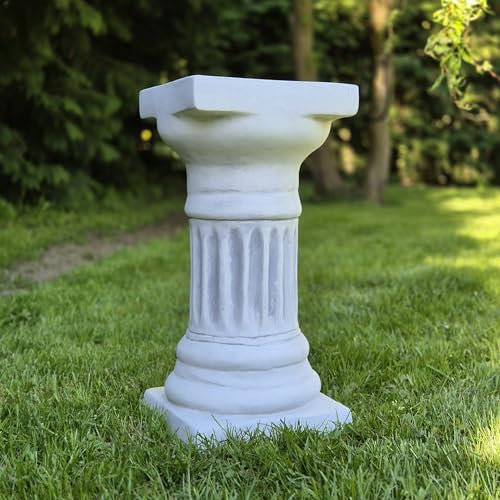 FABRIQ Dorische Colonne en pierre, gris antique, hauteur 39 cm, surface au sol 18 x 18 cm, décoration de jardin, colonne de plantes, socle résistant aux intempéries