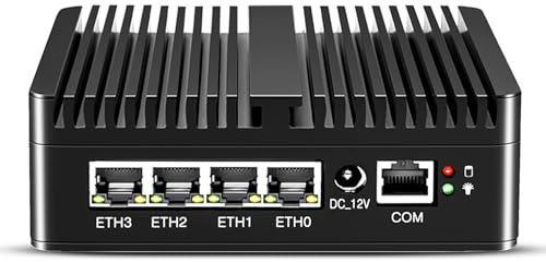 HAICOTECH Micro Firewall Appliance, Mini PC, OPNsense, VPN, Router PC, Celeron J6412, Fanless Computer, 4 x 2.5GbE I226-V, HDMI2.0, DP, 16G RAM 256G SSD