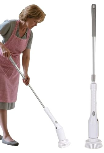 Yakermur - Escobilla eléctrica para limpieza (cepillo giratorio potente para reurar) | Accesorios ergonómicos recargables para limpieza al por menor de pisos para cocina y baño