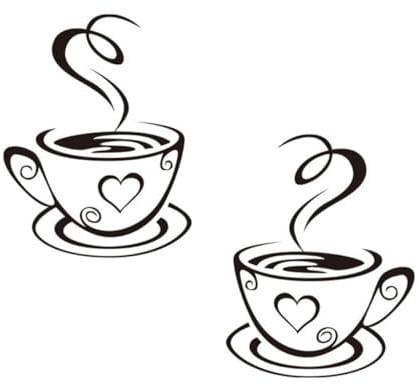 Wandaufkleber mit Kaffeetassenmotiv, Selbstklebend, Abziehbar, 2 Bögen | Pvc, Schwarz, für Glatte Saubere Flächen, Küche oder Café, Einfach Anzubringen, Rückstandsfrei