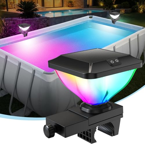 DeeprBling Luces Piscina Solares Elevadas con Estructura, Luz Piscina con RGB Cambio de Color, Luces Led para Piscina de Iluminación Dinámicos, IP68 Impermeable Luz para Piscina para Jardín - 1 Pieza