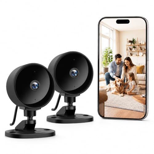 WOLFANG Überwachungskamera Innen 1080P, Mini Kamera WLAN für Zuhause mit Nachtsicht, Bewegungserkennung, 2-Wege-Audio, Ohne Monatsgebühr, Kompatibel mit Alexa & Google Home, Nur 2,4GHz WLAN