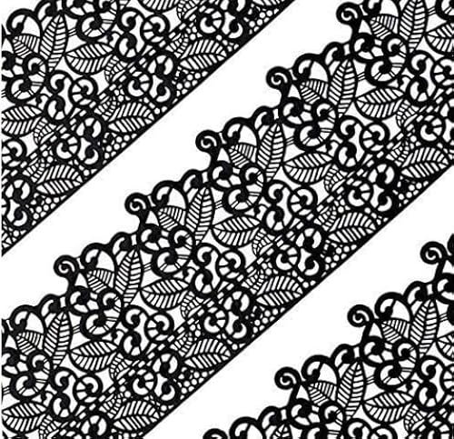 musykrafties Gross Vorgefertigt Gebrauchsfertig Essbarer Kuchen Spitze Blatt Blaettern 14-inch 20-Piece Set - Schwarz